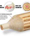 Pro Grade Tenon Cutter Kit for Log Furniture with 1 to 3 Inch Cutters and Forstner Bits showing 2-1/2 inch tenon and 60-degree shoulder