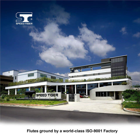 Speed Tiger factory building under blue sky showcasing world-class ISO-9001 certification.