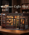 DIY Book Nook Kit For Adults And Teens 3D Wooden Miniature Dollhouse Puzzle With LED Light model of Corner Coffee Shop