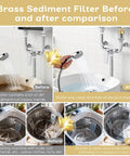 Brass sediment filter before and after comparison for 2 Pack Brass Sediment Filter Reusable Washing Machine Water Filter 50 Micron Anti Scale Anti Rust Mud Sand Traps Yellow Mini For Water Heater Garden RV