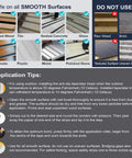Instructions and surfaces for Clear Waterproof Anti Slip Tape 4 Inch By 35 Foot Non Slip Traction Grip For Bathtubs Boats Stairs And Pools.