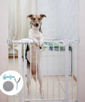 Gate Hardware Mount Kit With Threaded Screw Rods And Spindle Adapter For Staircase Safety Gates Easy Installation Sturdy ABS And Steel Construction Ideal For Baby Proofing And Pets In Doorways, white pet gate with threaded rods and spindle adapter in doorway