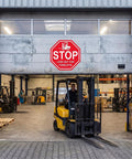 Stop Look Out For Forklift Floor Sign 17 By 17 Inches Vinyl Caution Warning Safety Traffic Sticker Labels Self Adhesive Waterproof Anti Slip Signage For Warehouse Workplace 5 Pack on warehouse door
