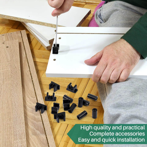 False Drawer Front Clips For Cabinets Replacement Hardware Kit Includes Screws Set Of 4 Pairs Waterproof Plastic Construction Ideal For Kitchen And Bathroom Cabinets Replacements And DIY Projects installed on white wooden cabinet