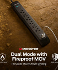 Heavy Duty 1200 Joule Surge Protector With 6 Foot Cable Six Outlets And Two USB A Ports For Home Office Use Fireproof MOV Dual Mode Technology
