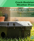 Heavy Duty Large Size Bait Station 2 Pack For Mice And Bigger Rodents, Tamper Resistant Lockable Bait Boxes For Indoor Outdoor Use, Reusable Weather Resistant Pest Control With Key, High Capacity Durable Rodent Defense in wet grass, showing weather resistance.