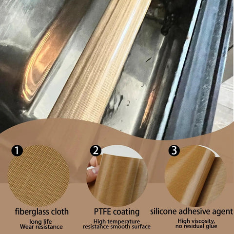PTFE Coated Glass Cloth Tape 1 Inch By 33 Feet 0.18mm High Temperature Adhesive showing fiberglass and silicone features