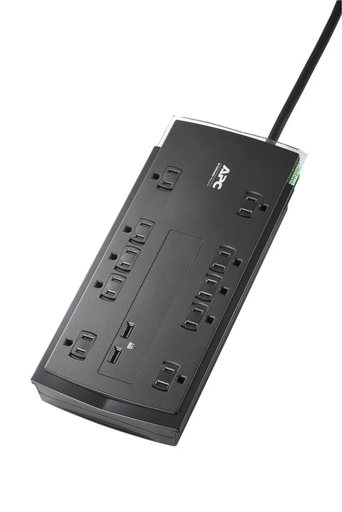 10-Outlet Surge Protector Power Strip With USB Charging Ports, 4320 Joules, 6ft Cord, 2.4A USB Charging, top view