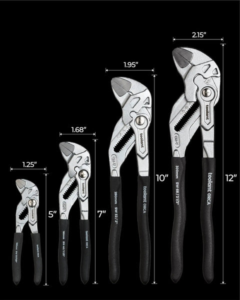 Various sizes of 7-Inch Chrome Plated Pliers Wrench With CR-V Steel, Anti-Rust Coating, Smooth Parallel Jaws, Rubber Grip