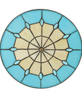 Vintage Tiffany Style Mermaid Glass Ceiling Light Hand Made Flush Mount Lamp with blue stained glass pattern, top view
