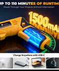 Heavy Duty 4V Cordless Electric Screwdriver Set Featuring 46 Precision Driver Bits In A Slick Carrying Case With Adjustable Torque And All Day Battery Juice For No Fuss Diy And Home Upgrades showing battery life and charging options.