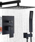 12 Inch Matte Black Shower System With High Pressure Rain Head, Wall Mounted Mixer, Complete Valve Kit, Rough In Valve Body And Trim