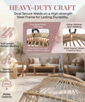 Heavy-duty craft details of Outdoor Egg Chair Without Stand With 350 Lb Capacity, Foldable Rattan Swing Cushioned Basket Seat.