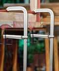 12 Inch Heavy Duty Bar Clamp Set Four Pack Built Tough Drop Forged Steel F Clamps With 1200 Lb Load Capacity And 4 3 Quarter Inch Throat Depth For Welding Woodworking And Metalworking Projects on wood boards