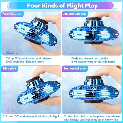 Hand Operated Mini Drone Orb With LED Lights UFO Magic Flying Spinner Hand Controlled Hover Boomerang Toy Four Flight Modes