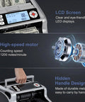 K08 Money Counter Machine With 3.8 Inch Value Display For USD And EUR, high-speed motor, hidden handle, 1200 bills/min