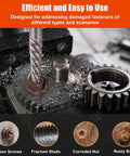 Go To 10 Piece Screw Extractor And Left Hand Drill Bit Set With Alloy Spiral Flutes Easy Out Fastener Remover Kit in use on rusty bolt
