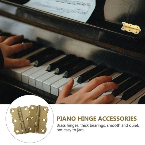 Golden Brass Piano Music Stand Hinges With Thick Bearings used on piano keyboard for durable noiseless rotation and old-school style.