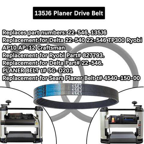 Four Pack 135J6 Poly V Drive Belt For Woodworking Planers Killer Heavy Duty Replacement Part on planer and belts.