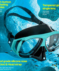 Nearsighted Dry Snorkel Mask Set for Adults and Youth with Detachable Camera Mount, Adjustable Strap, Anti Fog Tempered Glass