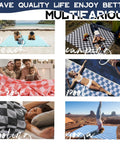 Versatile Turkish Cotton Picnic Blanket For Beach Park And Grass Large Outdoor Mat For Road Trips RV Camping Glamping Travel Essentials Backyard Lounging Cozy Soft Quick Dry All Season Must Have on beach, camping, living room, pool, napping, and yoga settings.