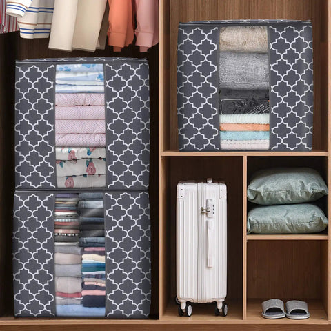 Heavy Duty Storage Bags 3 Pack 100 Liter Clothes Organizers With Clear Windows Breathable Waterproof Fabric Units Keep Rooms Super Clean And Totally Legit Zero Fuss Home Organization That Is A Straight Up Game Changer For Modern Living