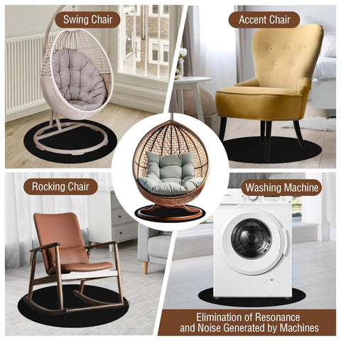 Two Piece Non Slip Diatomite Recliner Floor Protectors for Hardwood Floors under various chairs and washing machine.