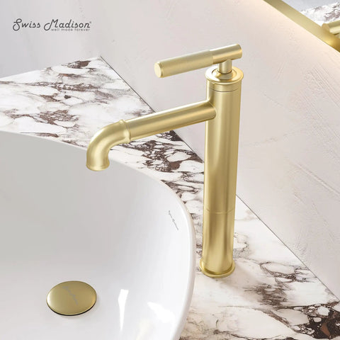 Avallon Single Hole Bathroom Faucet With High Arc Sleek Spout Single Handle Operation Pro Grade Solid Brass Construction 1.2 GPM Flow