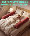 Child sleeping with Inflatable Bed Rails For Toddlers 2 Pack Travel Bumpers For Kids With Non Slip Washable Cover No Pump Needed Blow Up Bed