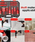 Diamond hole saw drill bit set, Amazon 17-pack in red case for glass, ceramic tile, marble, granite (front view)