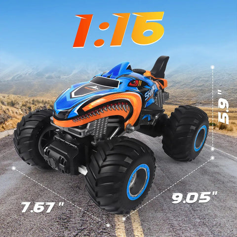 1 To 16 Scale All Terrain Remote Control Monster Truck With 2.4 GHz Radio, Dual Rechargeable Batteries For Up To 80 Minutes Of Play