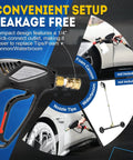 Beast Mode 5000 PSI Pressure Washer Gun With 360 Swivel Inlet, nozzle tips, and quick-connect design for efficient car cleaning