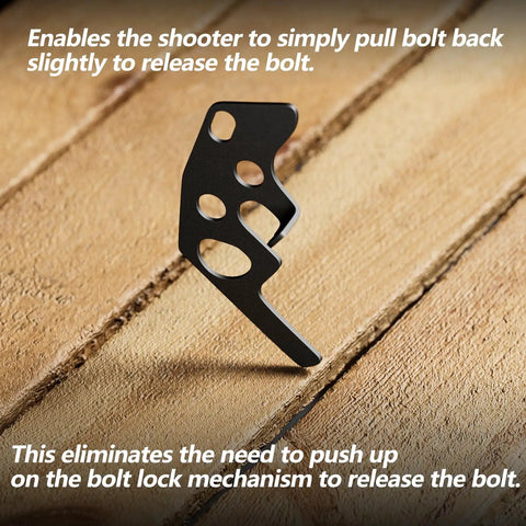 Steel Drop-In Auto Release Plate Replacement Upgrade Kit for 10-22 Rimfire Rifles displayed on wood surface
