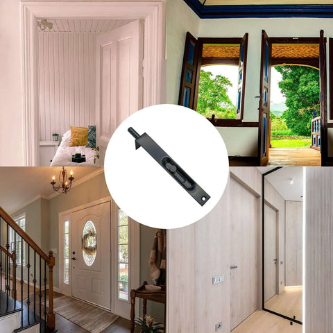 Stainless Steel Door Flush Bolt Latch 6 Inch L Type Lever Action Concealed Slide Lock Bolt Black Finish Built Tough For Secure Doors