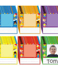36 Piece Kids Photo Nameplates For Desks With Photo Space Up To 2.4 By 2.75 Inches Self Adhesive Labels In 6 Bright Colors