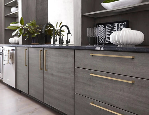 Kitchen with Oversized 18 Inch Center To Center Cabinet Pull For Large Appliances And Paneled Cabinets Champagne Bronze Finish