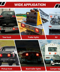 Wireless Magnetic LED Trailer Lights Kit 2 Pack Bluetooth Taillights on various vehicles, including RVs and trucks