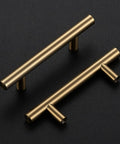 Champagne Bronze Stainless Steel Cabinet Handles Set of 30 With 3 Inch Center To Center Holes displayed on dark background