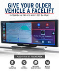 IntelliDash Pro X10 10 Inch Wireless CarPlay And Android Auto Display showing map and music interface on touchscreen car stereo