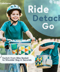 Child using Insulated Kids Bike Basket With Two In One Handlebar And Shoulder Bag, Keeps Snacks Cold Or Lunch Warm, Large Interior
