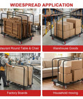 Heavy Duty Folding Table Cart And Drywall Dolly, 1800 Lb Capacity, Moves 10 Tables At Once, Beastly Mobile Utility Cart For Boxes, Wood, Stone, Plywood And More For Job Sites And Workshops, black steel cart with red casters