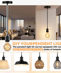 Harwez Matte Black Industrial Vintage Mini Pendant Light Kit E26 LP-0661 displayed in modern living room with various lampshades