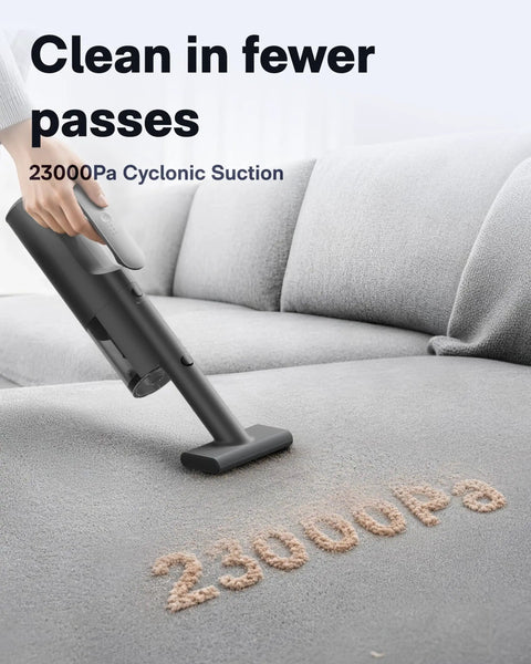 No Sweat Cordless Handheld Car Vacuum Cleaner Packing Serious 23000 Pa Suction For Fast Auto Interior Detailing And Sneaky Dirt Pickup, cleaning crumbs from sofa.