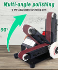 Top Shelf Compact 90 Degree Vertical Belt Sander With Electric Knife Sharpener Bench Grinder Kit with adjustable grinding arm.