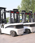 Electric Warehouse Forklift For Goods Transport And Material Handling In Loading Docks And Warehouses Workhorse Industrial Lift Truck For Logistics Tasks Multi Model Stacker And Pallet Carrier, white body