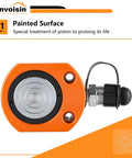 20 Ton Hydraulic Ram Cylinder Jack Low Profile Porta Power Ram Single Acting Mini Jack with 0.55 Inch Stroke for Tight Spaces, Machinery, Shipbuilding, and Automotive Maintenance, Portable, Auto Retract Design, Beefy Durable Load Lifting Tool painted surface