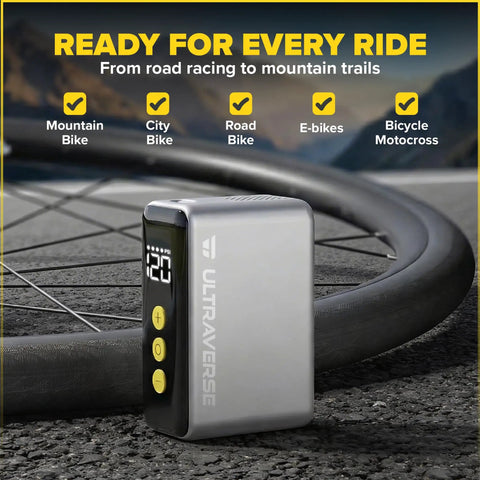 Pocket Power Mini Electric Bike Pump 120 PSI High Pressure Inflator For Road MTB And E Bike Ultra Compact Rechargeable Inflator With Presta And Schrader Valves Fast Inflation Lightweight On The Go Tool For Riders