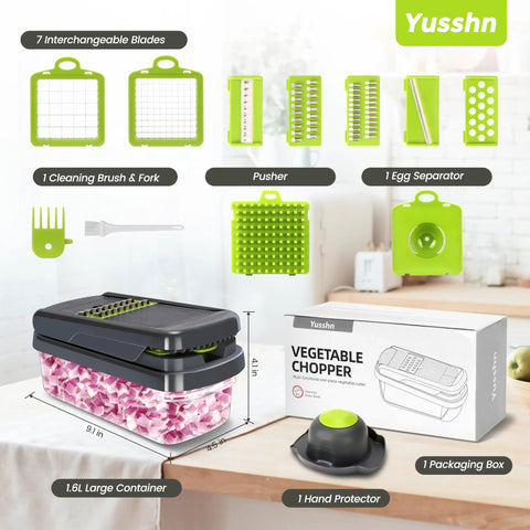 12-In-1 Vegetable Chopper With Built-In Container Time-Saver For Dicing Slicing And Shredding Fruits Veggies And Cheese Durable