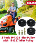 Two Pack V Groove And Flat Idler Pulleys Replaces 194326 194327 For Husqvarna YTH Decks with tractor in garden