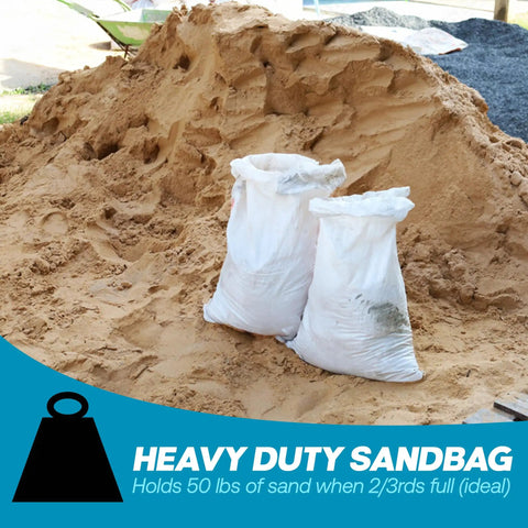 Heavy Duty Sand Bags With Ties For Flood Protection 14x26 Inches Pack Of 20 White Woven Polypropylene Sandbags for barriers
